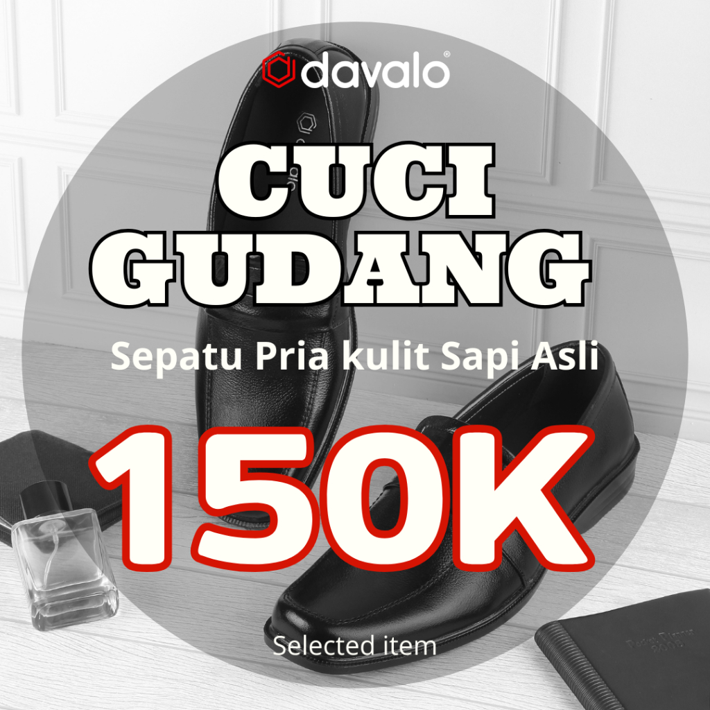davalo [CUCI GUDANG] Sepatu Pria Formal Kasual Kulit Sapi Asli Clearance Sale 150K
