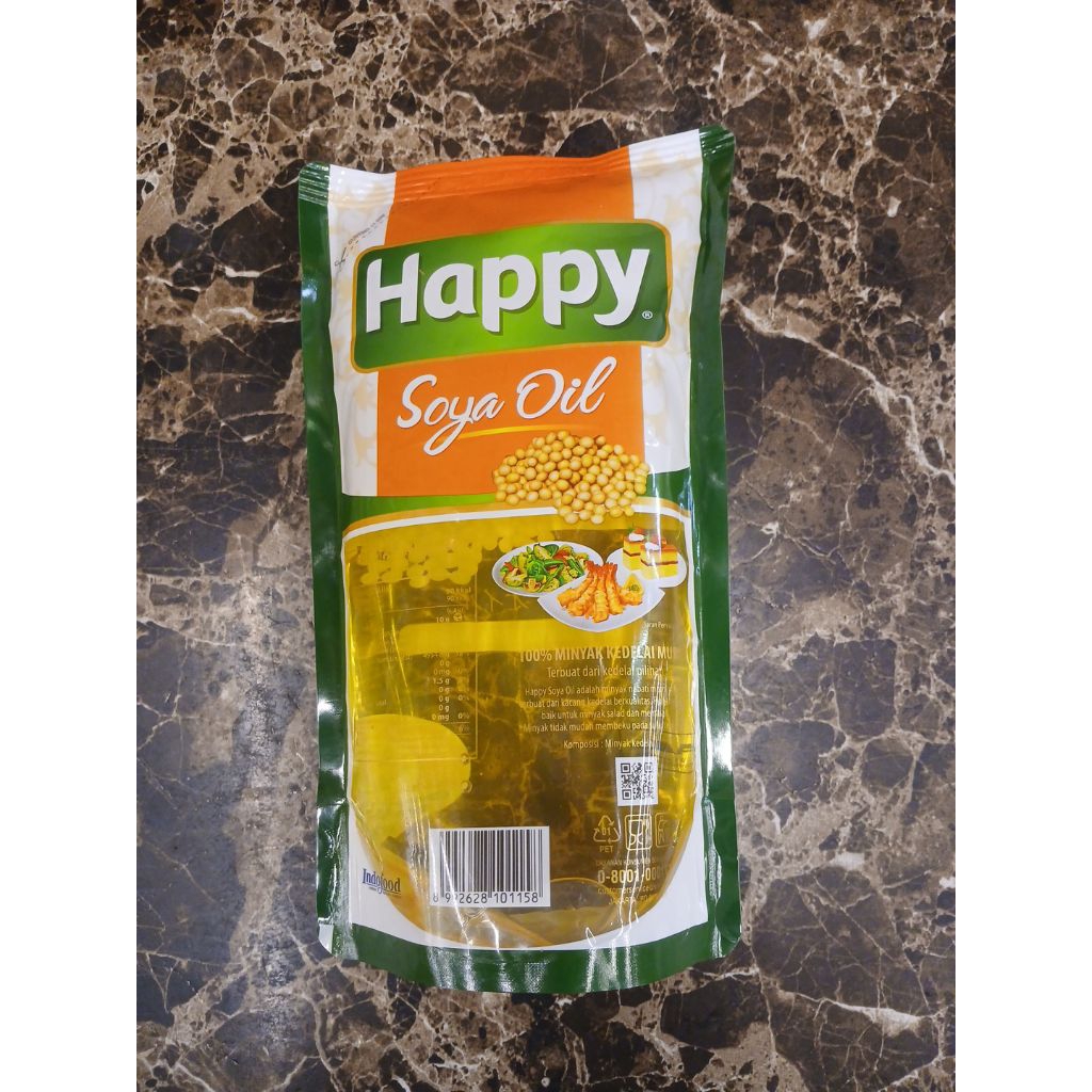 Happy Minyak Soya Oil 1 Liter Pouch - Minyak Soya Berkualitas Tinggi untuk Masakan Anda