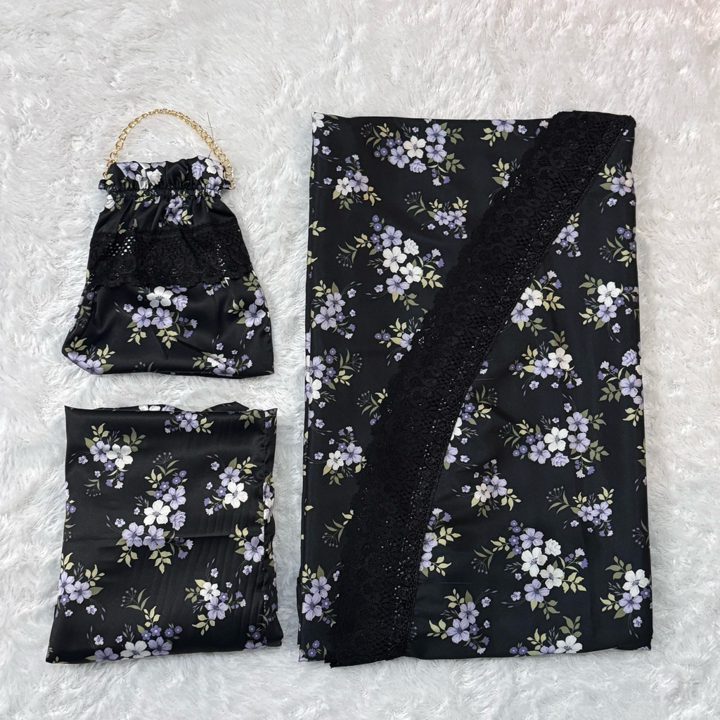 Mukena Silk Premium Senada Renda Besar 2in1 / Mukena Set Silky Mukena Prayer Set Armani silk 2in1