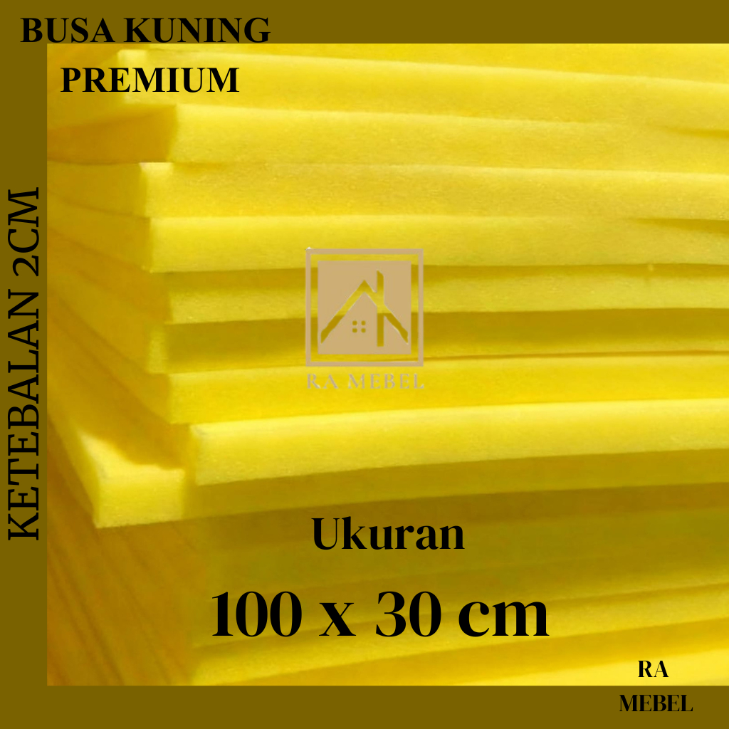 Busa Lembaran 2cm Busa Kuning Ukuran 100x30x2cm