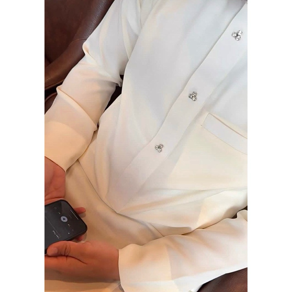 [ORIGINAL 100%] THOBE LIMAAWAKTU THOBE SAUDI BIJOUX COLLECTION BROKEN WHITE