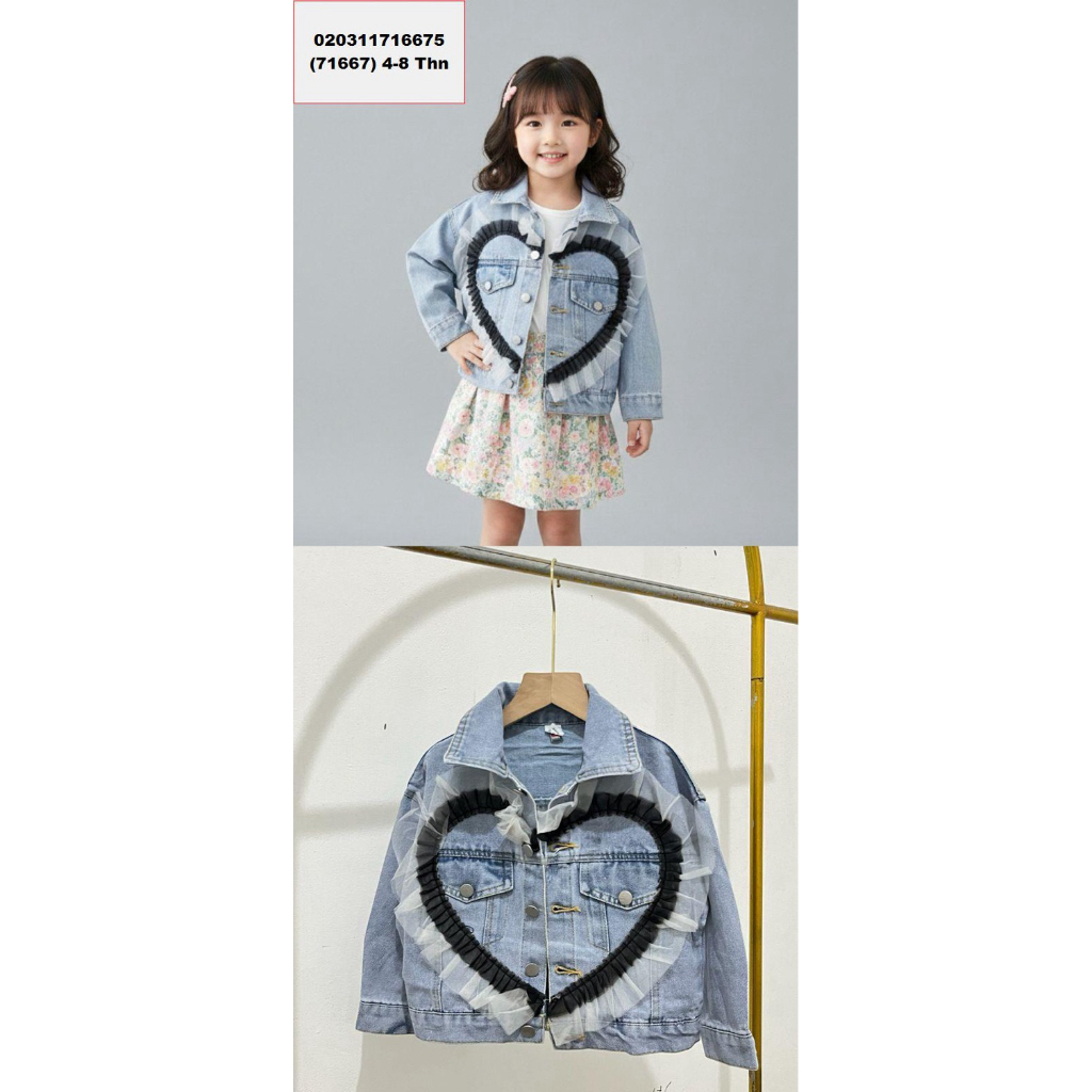 jacket jeans motif love anak cewe