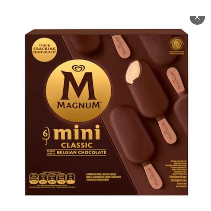 Es Krim Magnum Mini Classic Isi 6 Pcs Cokelat Belgia