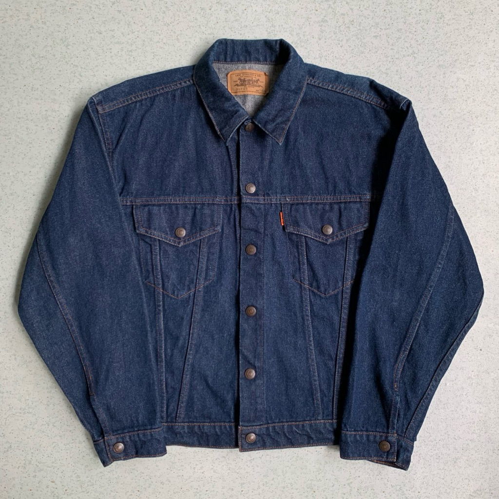 Vintage 70s Levis Type III Orange Tab Raw Indigo Denim Jacket. Scovill Button, Japanese Made. Not Mo