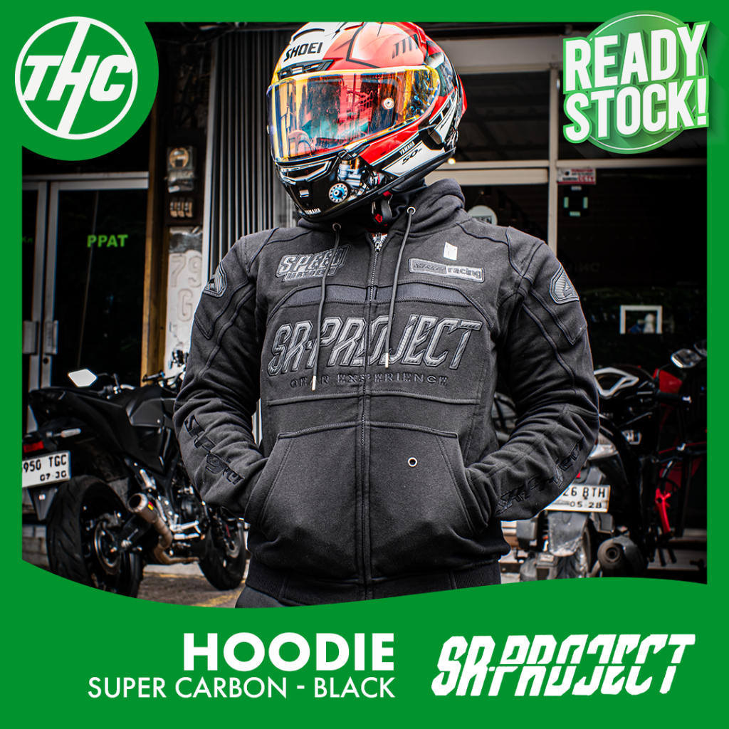 HOODIE SR PROJECT SUPER CARBON BLACK LINE HIGH END RIDING HOODIE PROTECTOR ORIGINAL SR-PROJECT MOTOR
