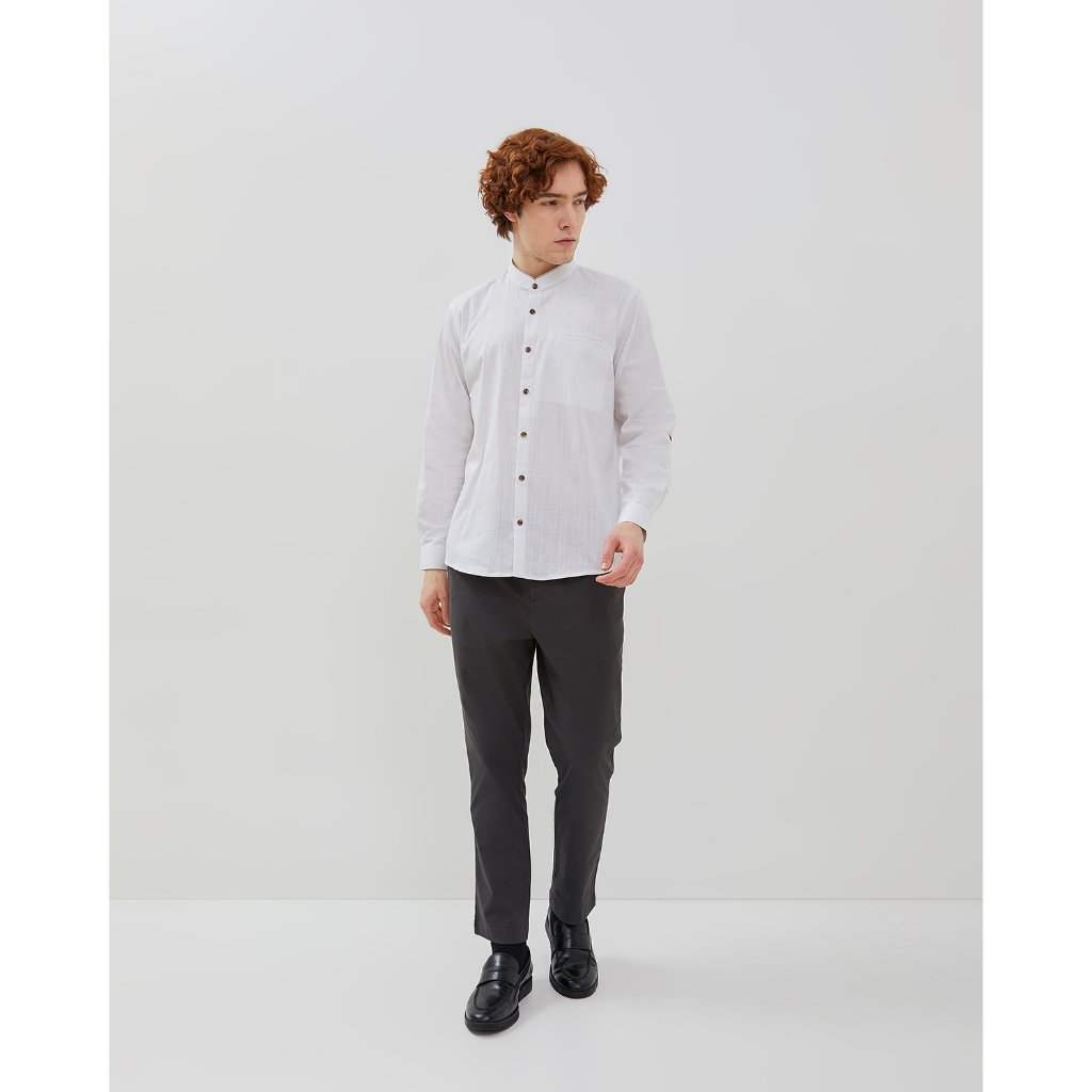 VALINO Kemeja Koko Lengan Panjang Putih Pria - V-ECEA11-A1