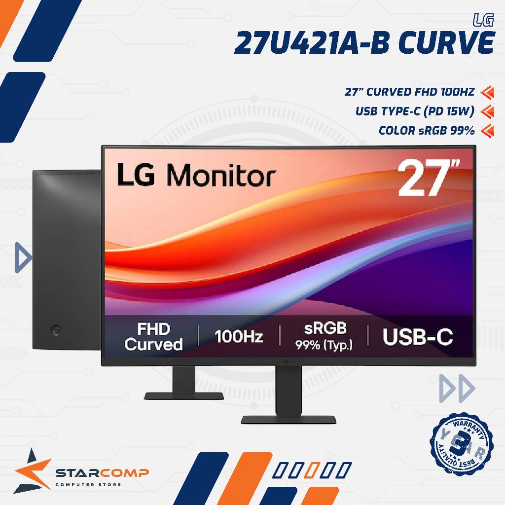 LG 27U421A 27 Inch Curve 100Hz USB Type-C Monitor LED