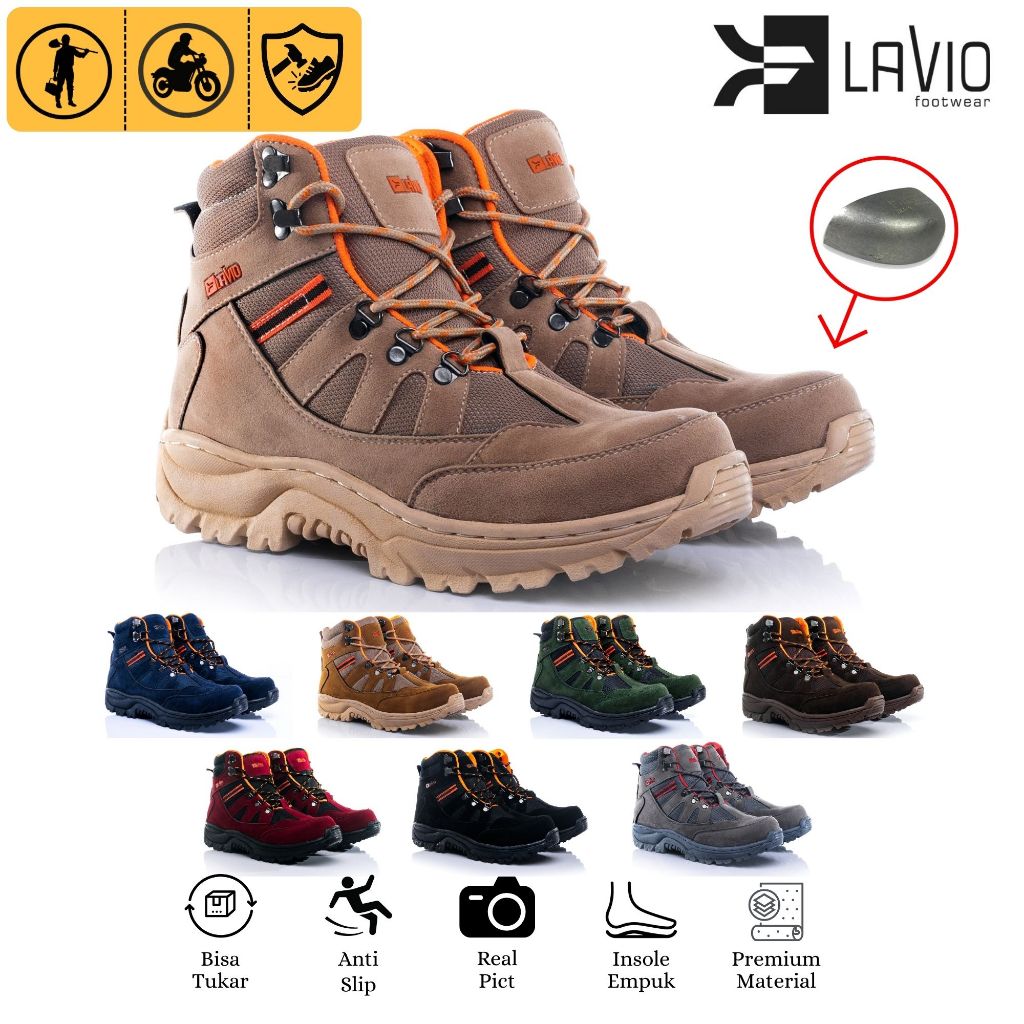 Sepatu Safety Boots Ujung Besi Anti Slip Hiking Proyek Outdoor Keraja Pria Wanita High Quality