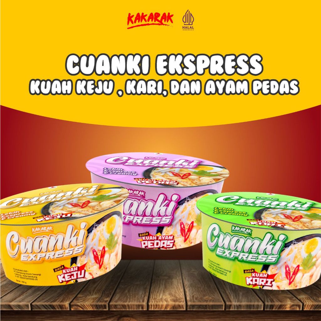 Kakarak - Cuanki Express Instan Premium Komplit - Cemilan Cuankie Kemasan Cup Kuah Bandung - 80 gr