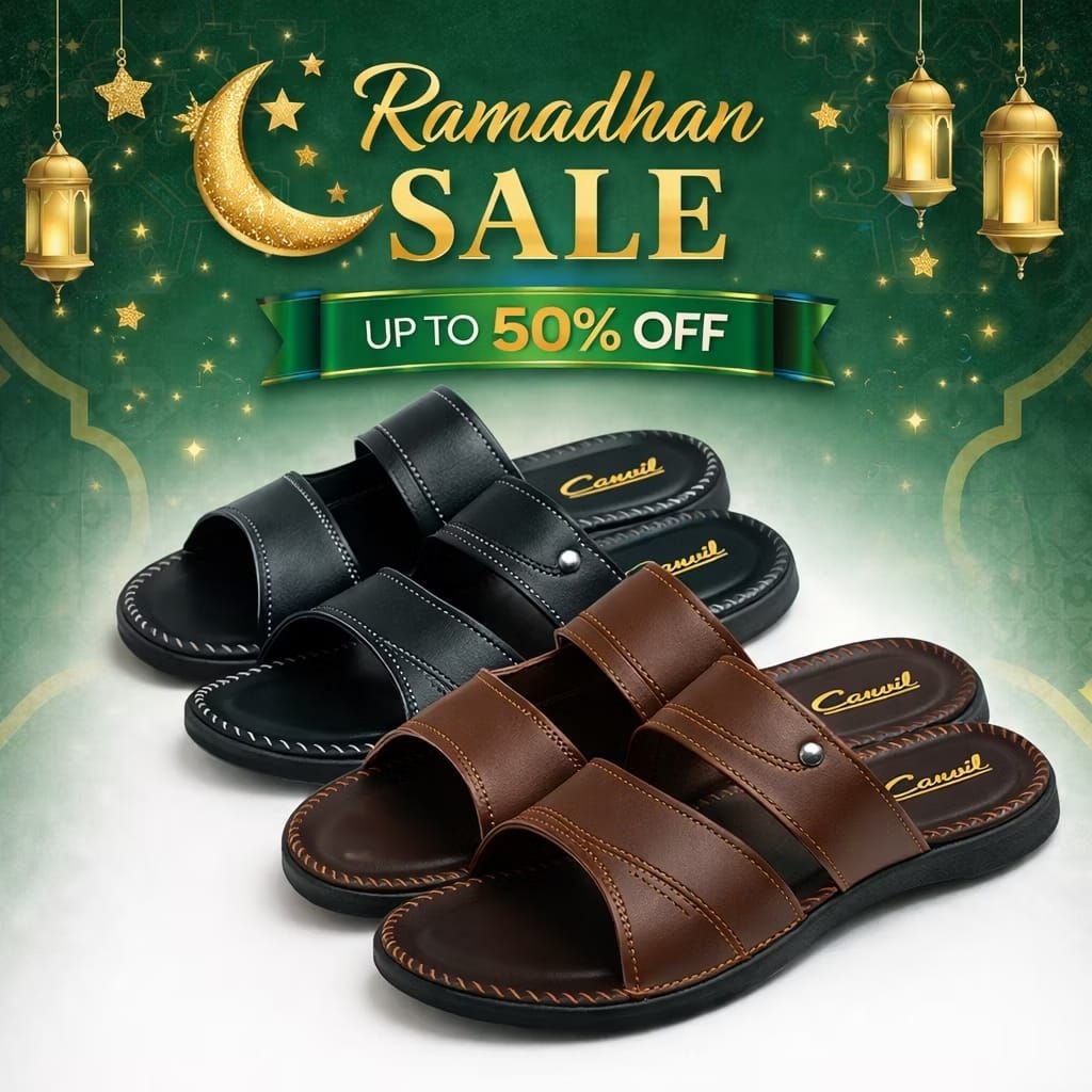 (BISA Cod) Sandal Kulit Pria Carvil Sandal Slop Pria Kekinian