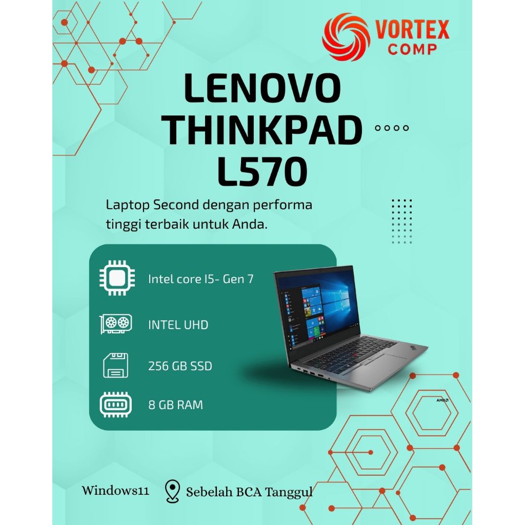 Lenovo Thinkpad L570 i5-7TH RAM 8GB SSD 256GB