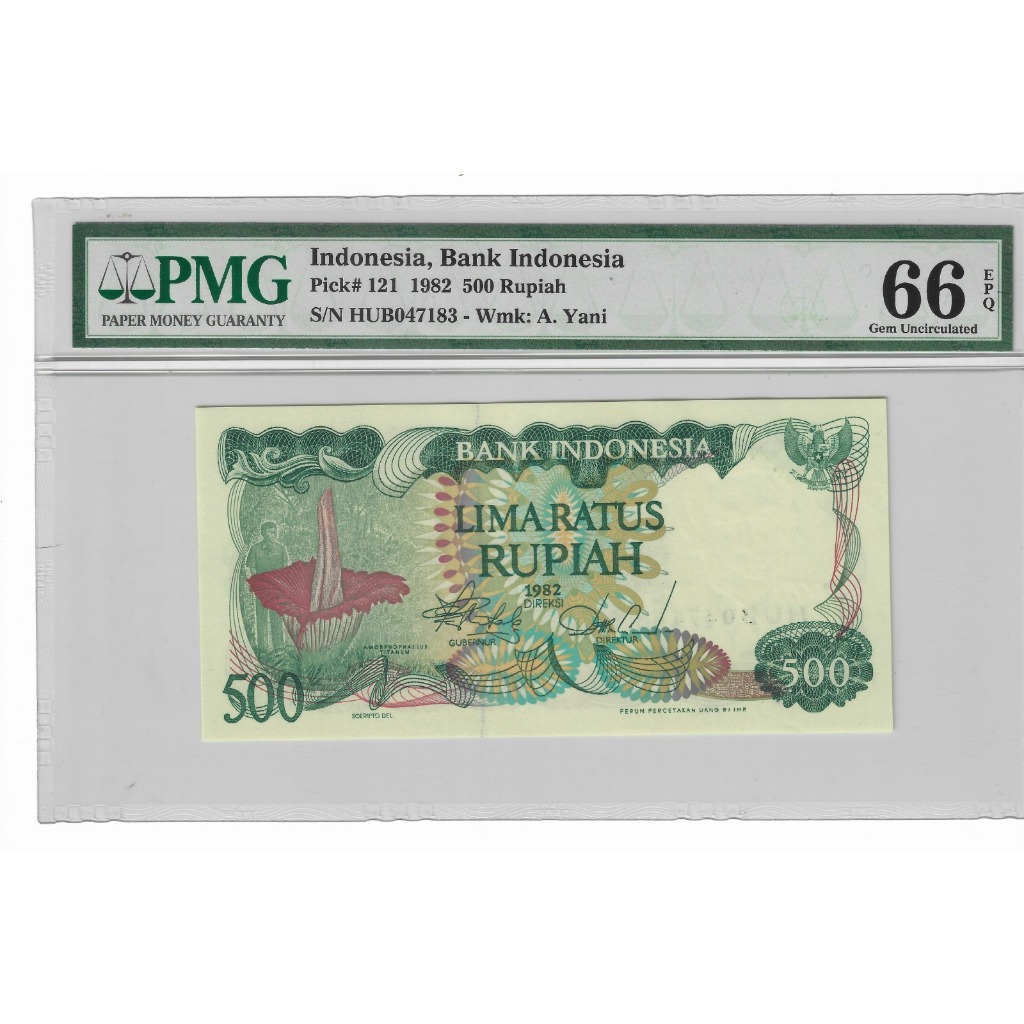 Uang Kuno Lama 500 Rupiah Seri Bunga Bangkai PMG