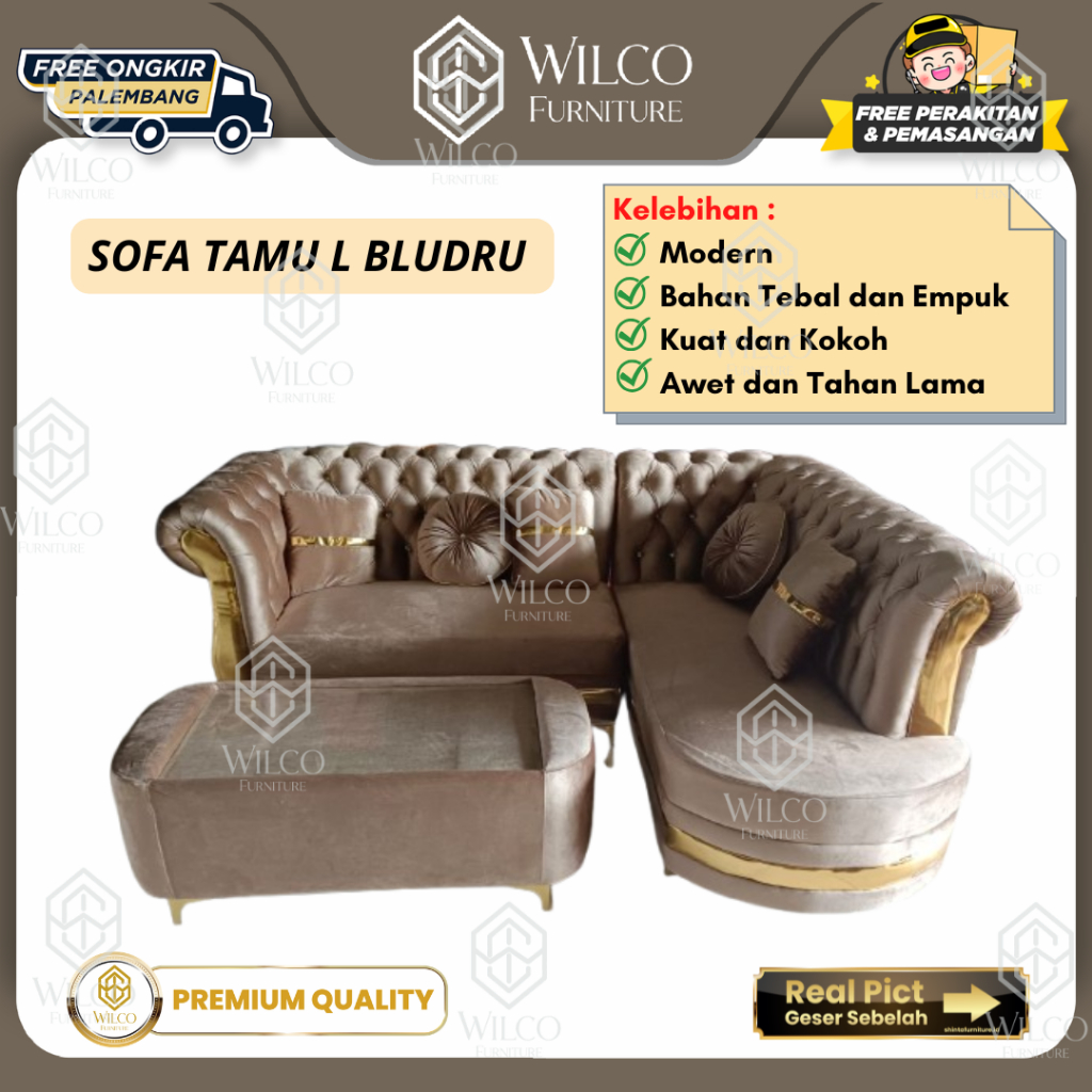 Sofa Tamu L Bludru | Sofa Tamu L Sudut Minimalis