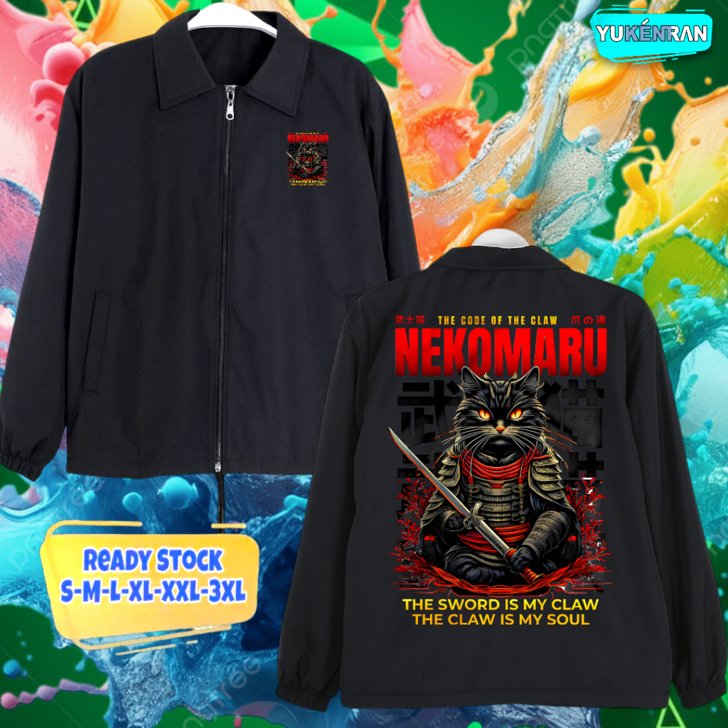 COACH JAKET STREETWEAR JAPANESE STYLE NEKOMARU THE SWORD IS MY CLAW BAHAN PREMIUM WATERPROOF