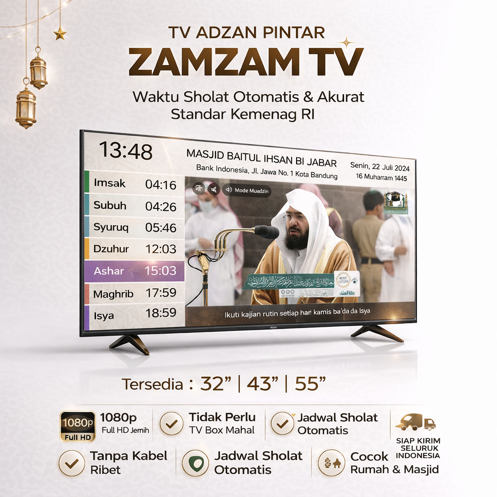 Zamzam TV - TV Azan Masjid - Jam Masjid Pengingat Waktu Salat