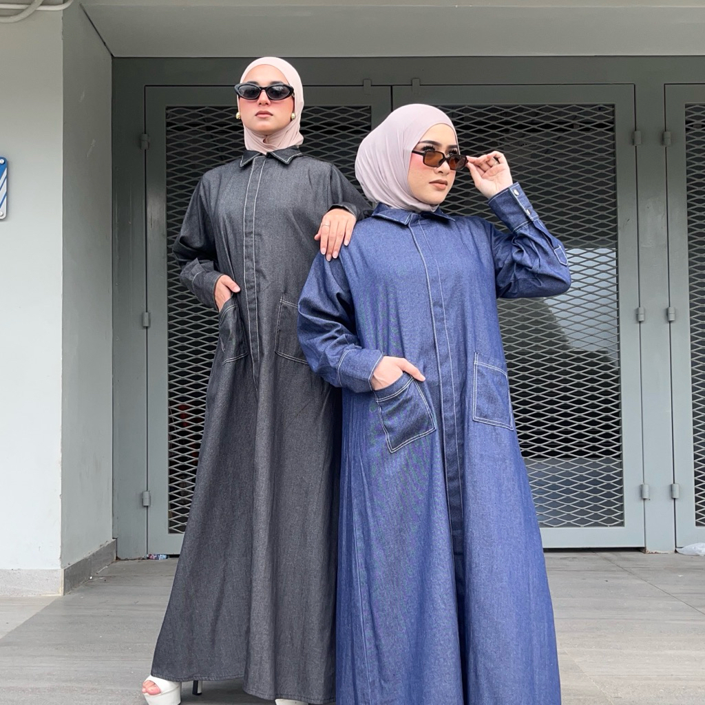 HUNAYA - Jazie Jeans Abaya 0500326 - denim gamis