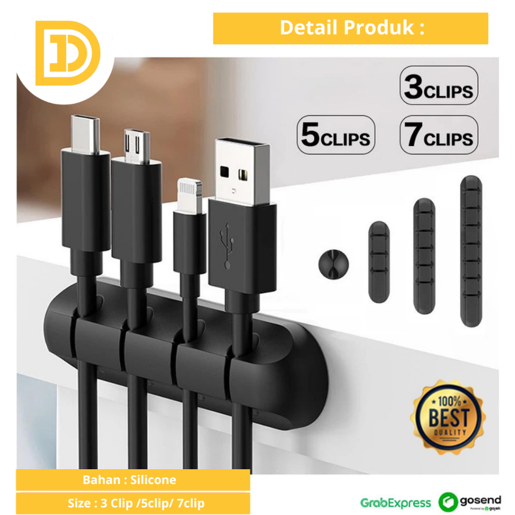 Klip kabel Tempel Dinding Organizer Mobil Cord Holder Clip Cable Jepit Jepitan Perapih Kabel Charger