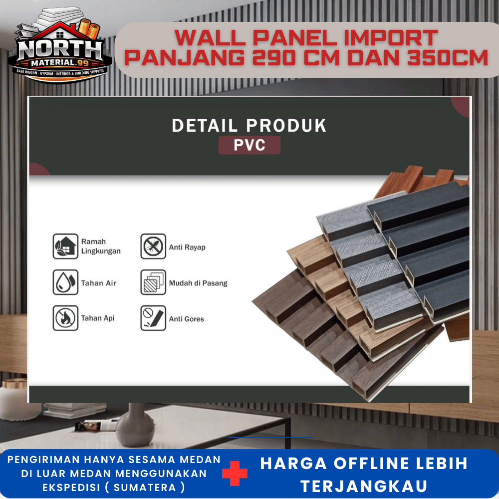 PREMIUM wall panel PVC -  wallpanel pvc dinding Wood Panel WPC Dinding Motif Kayu 3D