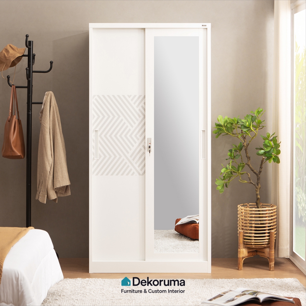 Dekoruma RONAN Lemari Pakaian Besi 2 Pintu Geser / Lemari Baju 2 Pintu / Lemari Geser Besi 2 Pintu -