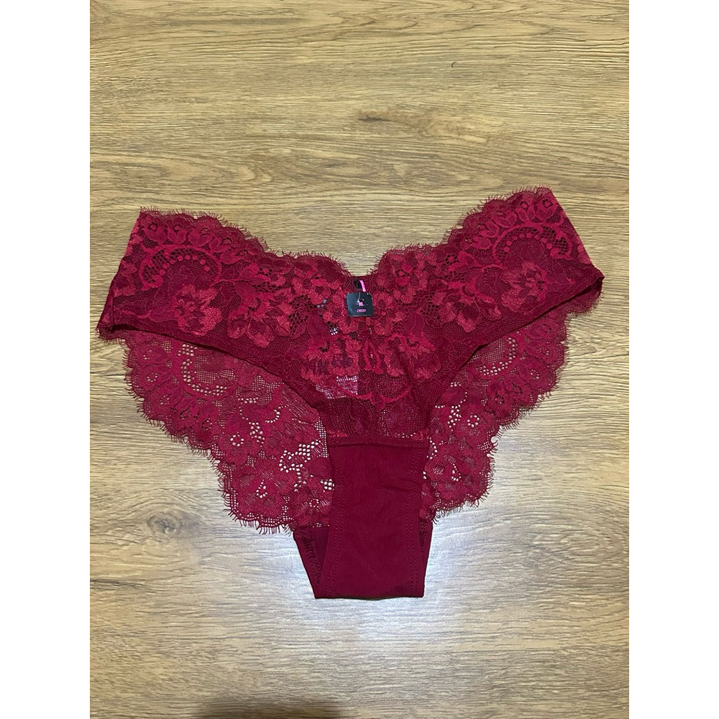 La senza Diva Cheeky  Luminary Red Lacquer Panties LaSenza Sexy Lace Panty Celana Dalam Renda Brukat