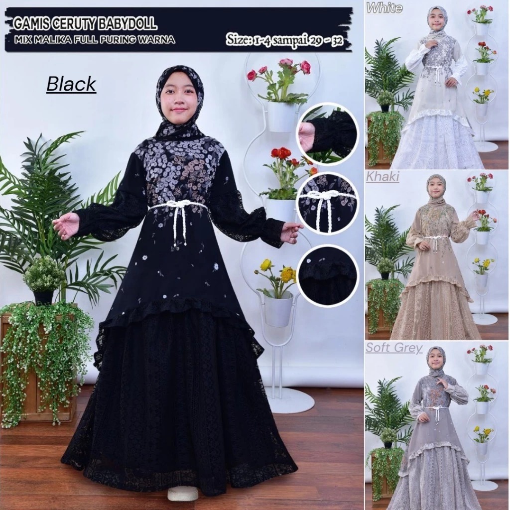 Baju Muslim Anak Perempuan Gamis Ceruty Babydoll Digital Printing Motif Sultan Baju Anak Perempuan G