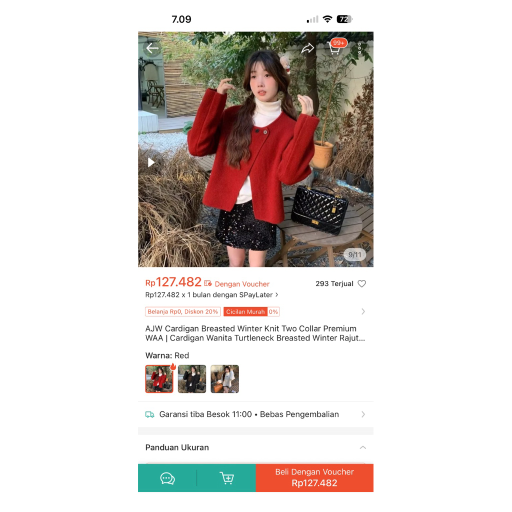 cardigan merah