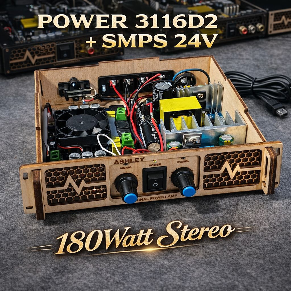 POWER MINI AMPLIFIER TPA 3116D2 ORIGINAL 32 PIN LENGKAP SMPS 24VOLT STEREO 2CHANEL