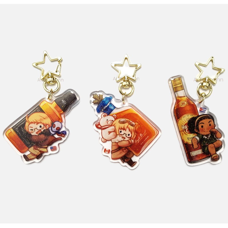 [ArTejennnn] Hetalia Epoxy Keychain – USA, Canada, Cuba