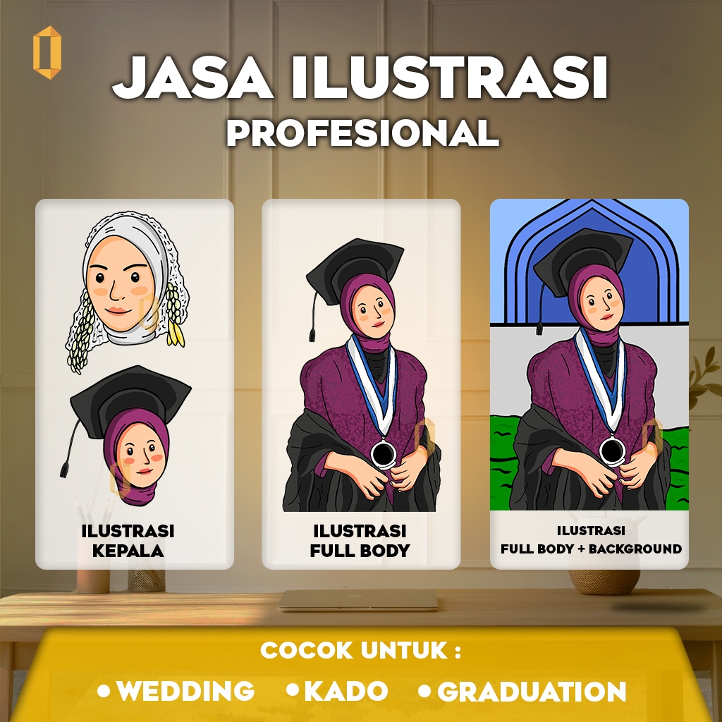 Jasa Ilustrasi Lucu Prewedding & Wedding | Ilustrasi Kado - Ilustrasi Wisuda - Ilustrasi Digital Mod