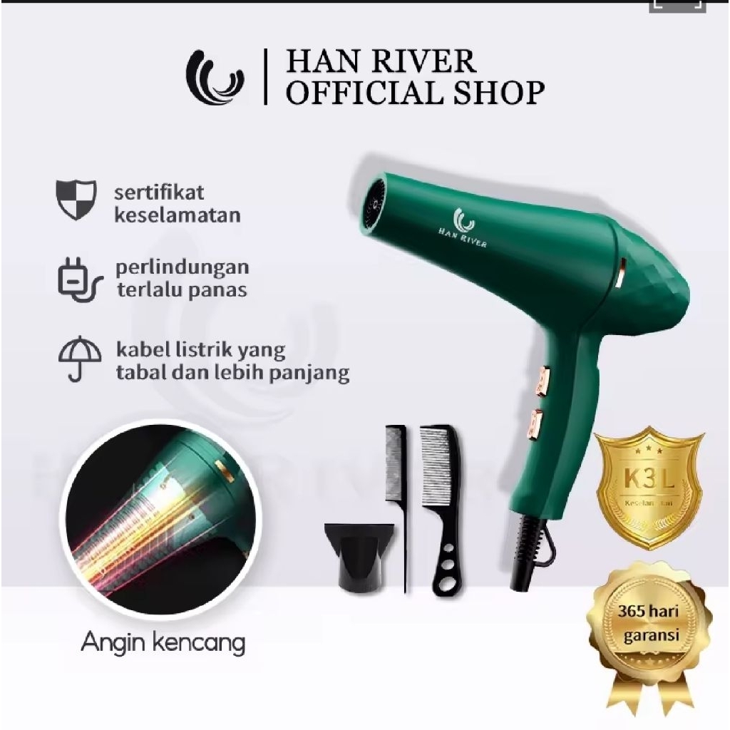 HAN RIVER  hair dryer 800W / pengering rambut Hot and Cold Air 100% ORIGINAL
