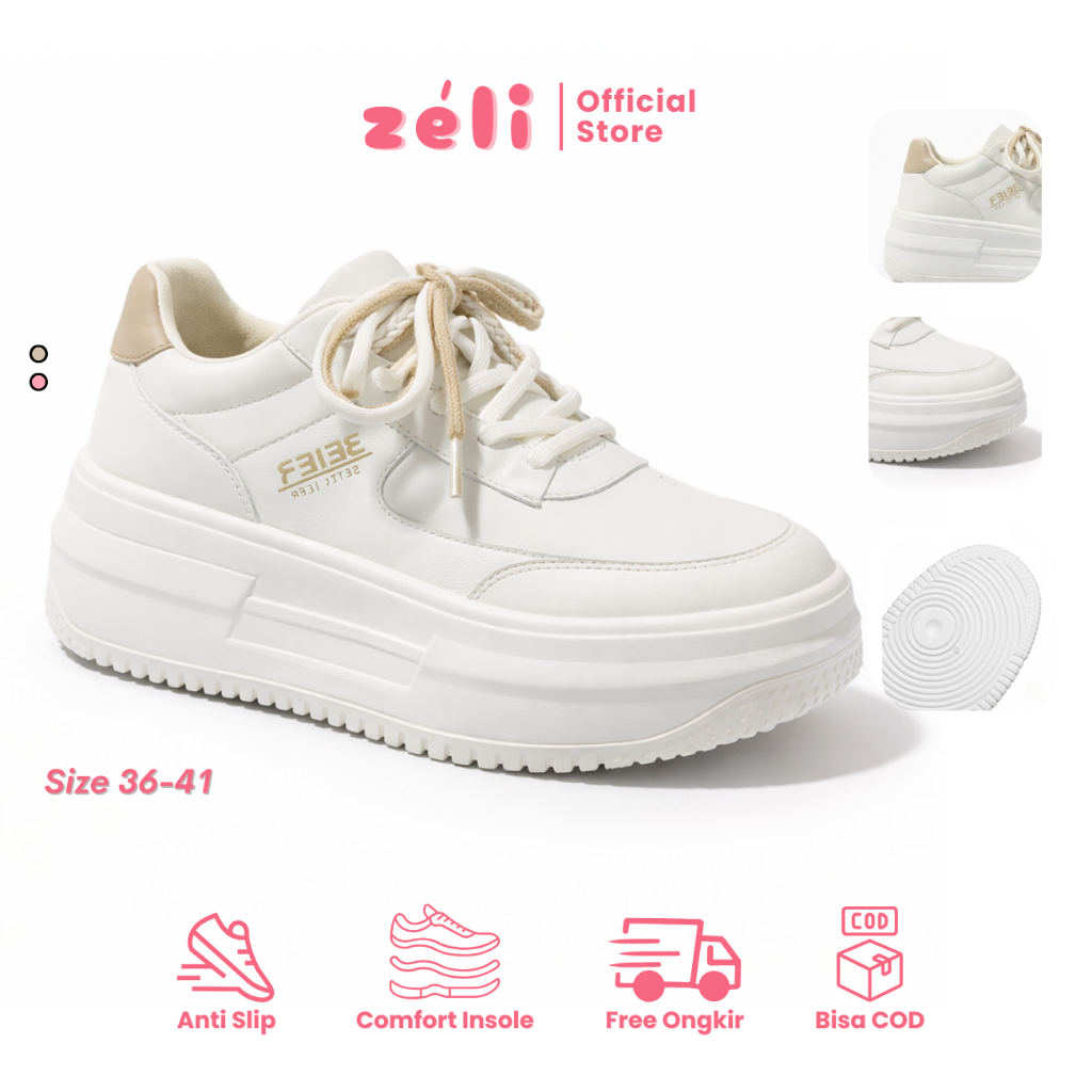 Zeli Mimiko Sepatu Sneakers Wanita Tali Pita Ribbon Pastel Korea Style Aesthetic