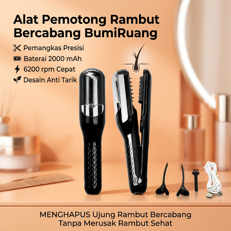 Alat Pemotong Rambut Bercabang 2jam 6200rpm 2000mAh 3w Genggaman Silikon LCD Lampu Biru Satu Tombol 