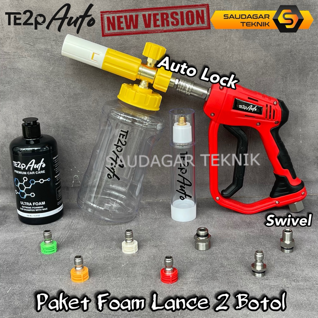 Te2p Auto Premium Gun Jet Cleaner + Foam Lance 2 Botol Nozzle Spray Quick Release Semprotan Mesin St