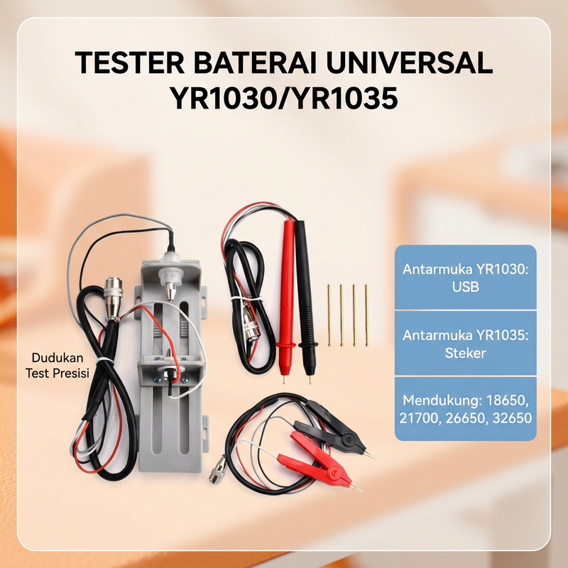 Alat Tes Baterai 18650 26650 32650 21700 YR1030 YR1035 Cek Kapasitas Universal Penguji Aki Silinder 