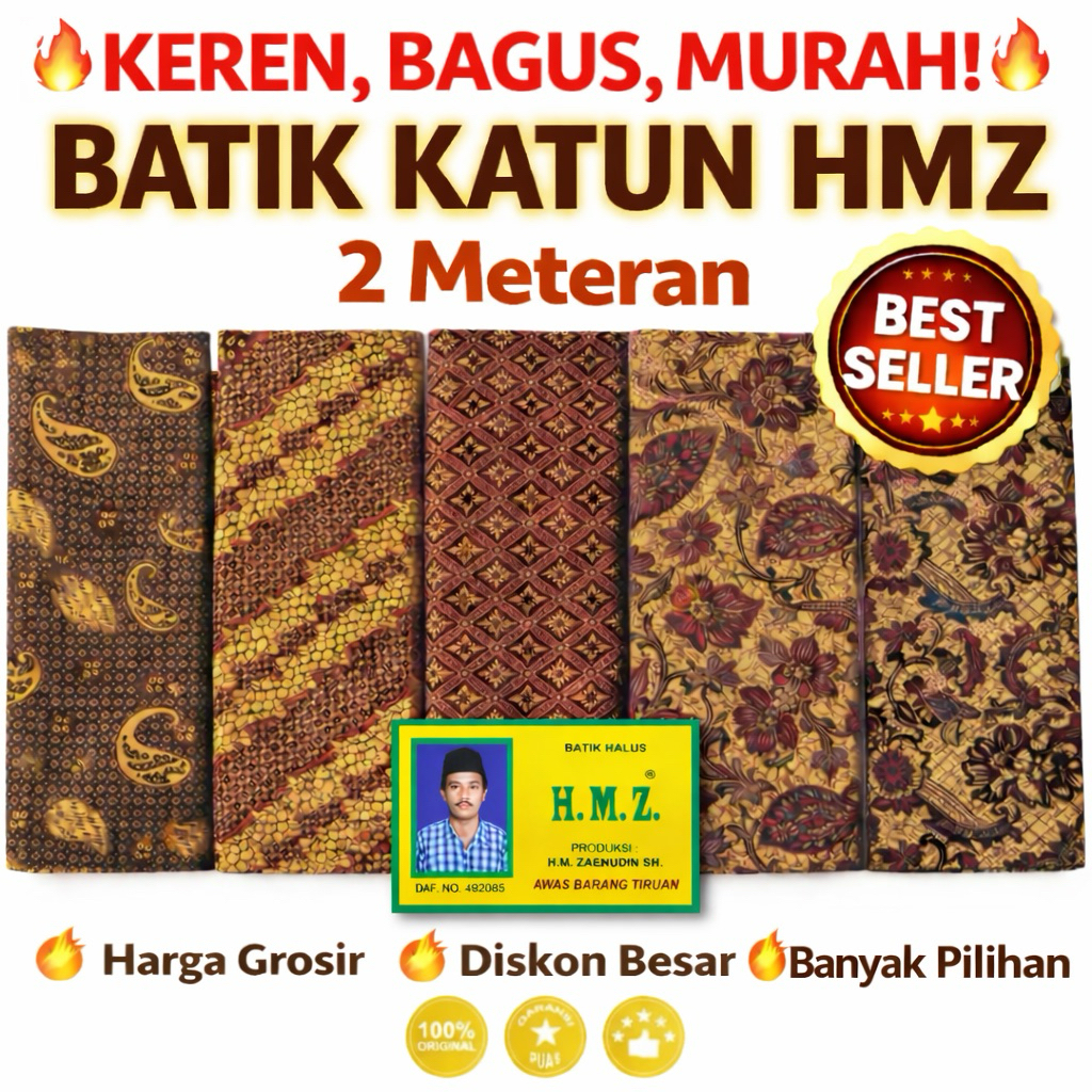 Kain Batik HMZ Batu Sogan Jarik Samping Sarung Wanita Pria Motif Murah Panjang Solo Pekalongan New