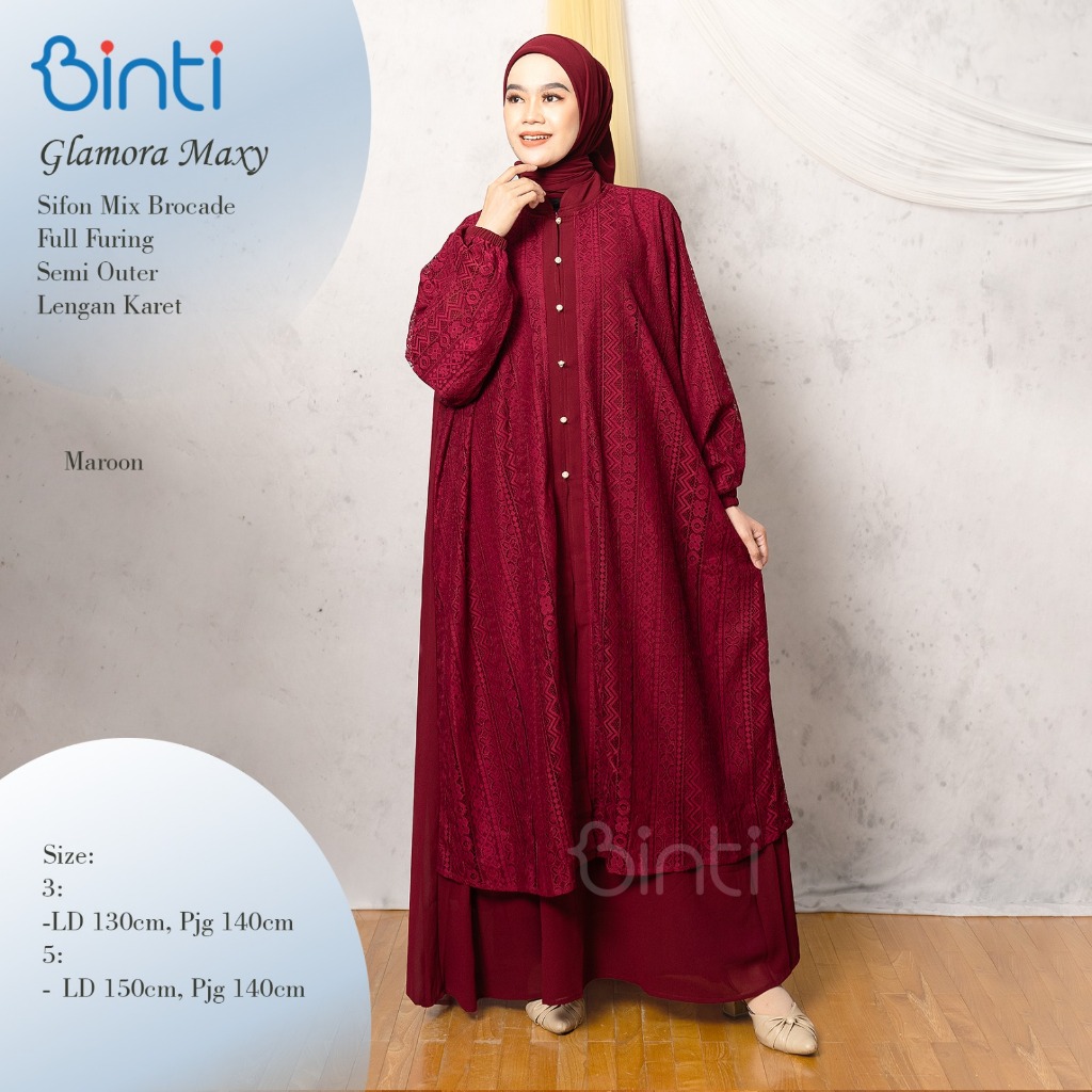 Glamora Maxi Dress Jumbo LD 130 dan LD 150 3XL 5XL By Binti Gamis Jumbo Pesta Kondangan Brukat Remaj