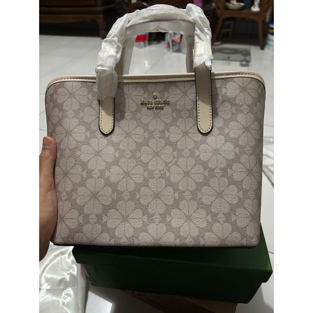 KS FLOWER SMALL TOTE BAG DARK BEIGE