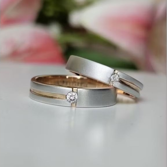 Cincin Nikah Kawin Couple Emas Natural Berlian Asli TP 03-016
