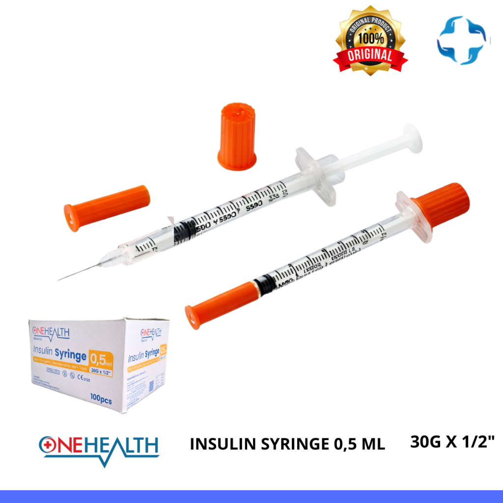 Spuit Insulin Onehealth 0,5ml 0,5cc 30G Syringe Disposable 100U Jarum Suntik Insulin Sterile Oneheal