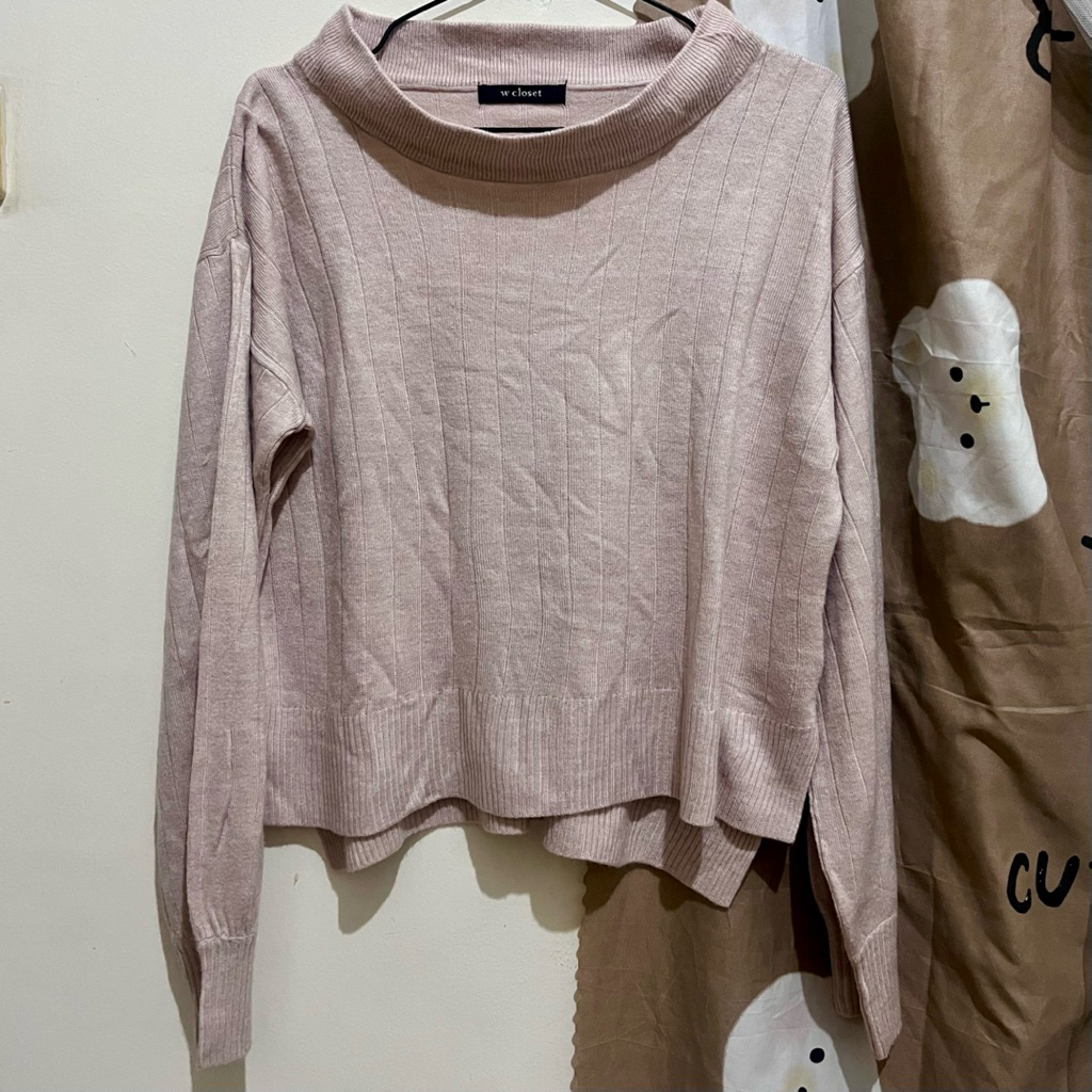 PRELOVED Atasan Sweater Lengan Balon Knit/Knitwear/Rajut Brand W Closet Warna Pink Muda/Soft Pink/Ba