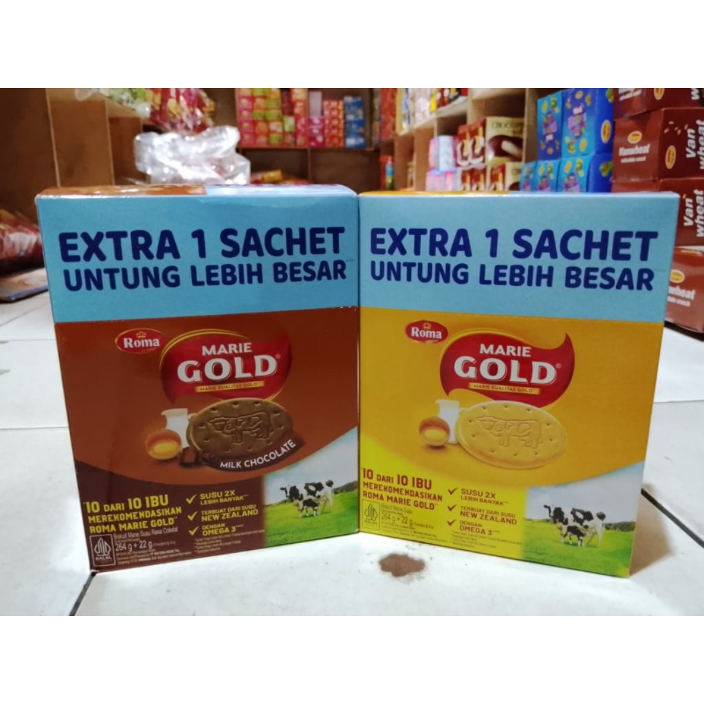 Roma Marie gold Rasa cokelat dan Susu | 12+1 sachet x 22 gram