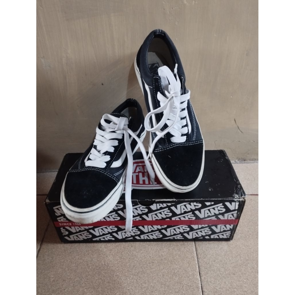Sepatu Vans Old Skool Black White Classic - Sneakers Casual Unisex Full Box - PL