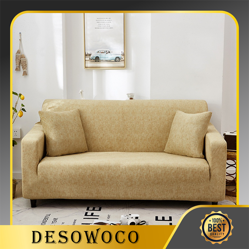 DESOWOCO Cover Sofa sarung sofa striped sofa cover/Elastic Sofa Cover Grid / Sarung Penutup Sofa