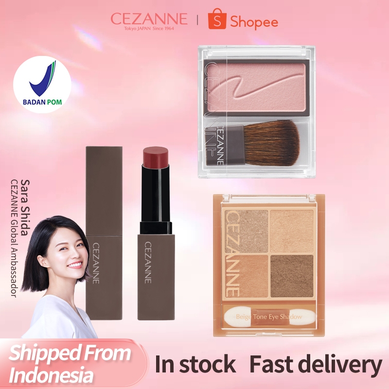 [In stock] CEZANNE 3 PCS Makeup Set Eyeshadow + Blush + Lipstick Moisturizing Naturally Long-lasting