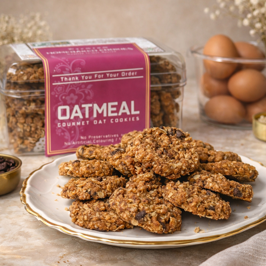 OATMEAL Cookies Choco Chips Crunchy Premium Spesial Butter | Kue Kering Lebaran Kemasan Hardtop 350gr dan Jar 750ml by RaMaChef