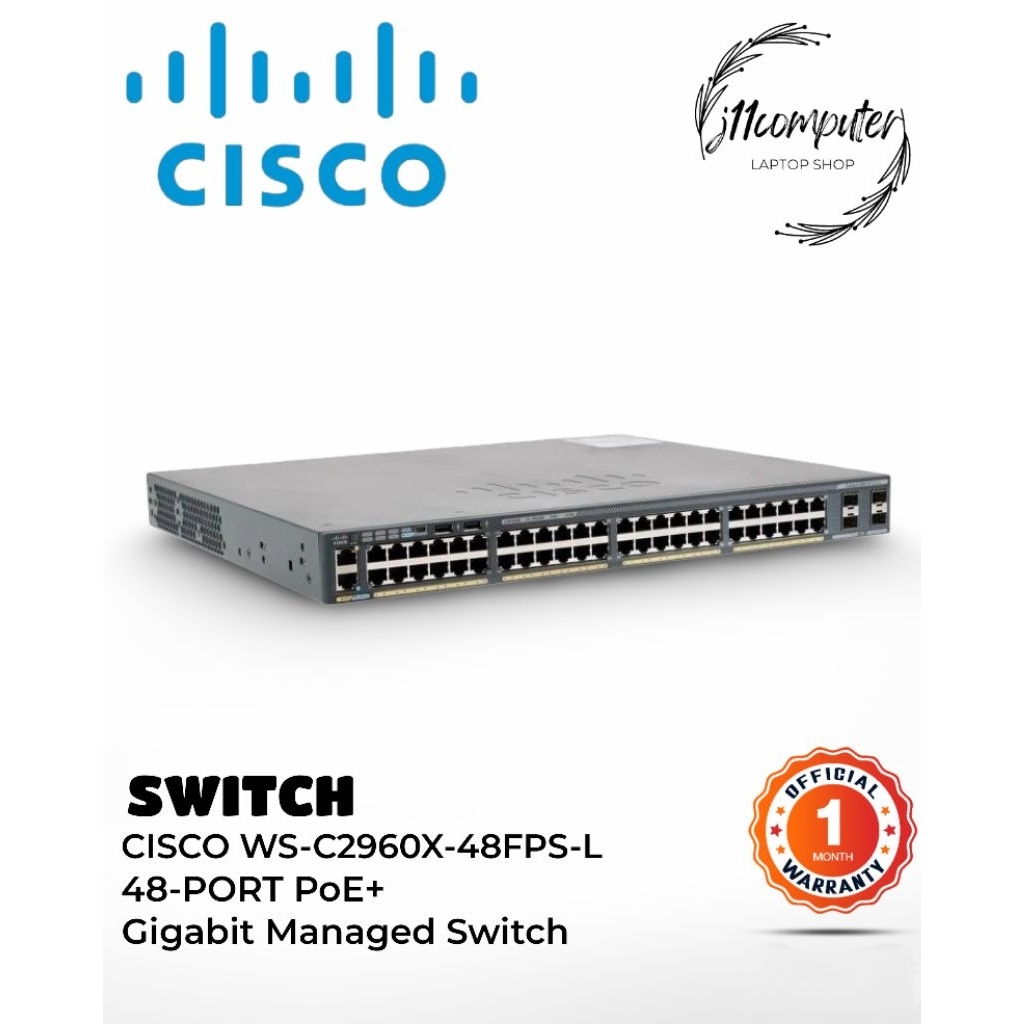 Cisco WS-C2960X-48FPS-L 48-Port PoE+ Gigabit Managed Switch