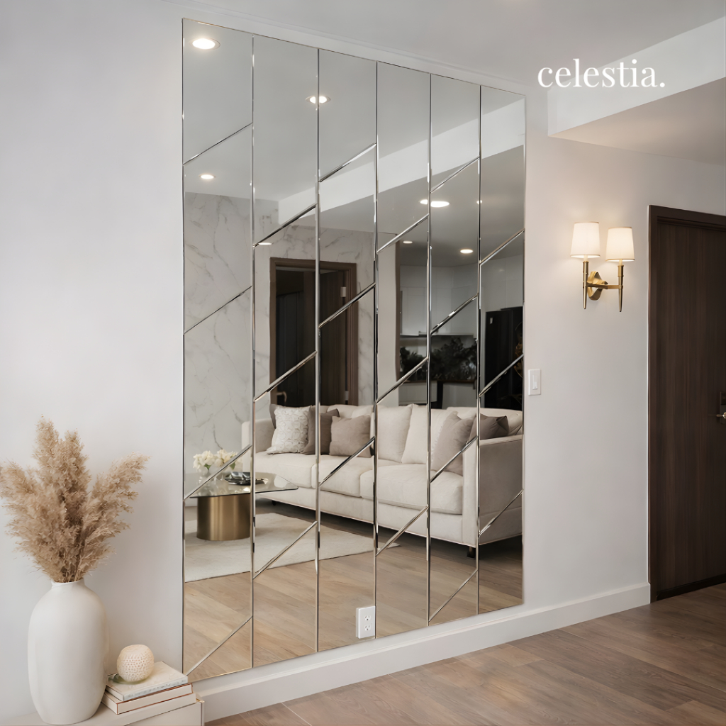 CUSTOM DEKORASI CERMIN BEVEL DINDING / CERMIN BEVEL / KACA BEVEL /  CERMIN BEVEL ABSTRAK DINDING / C