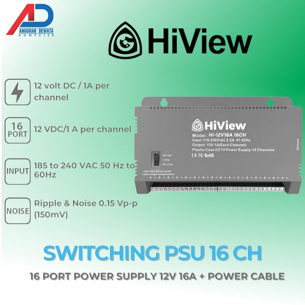 POWER SUPPLY CCTV HIVIEW ORIGINAL 16 CHANNEL