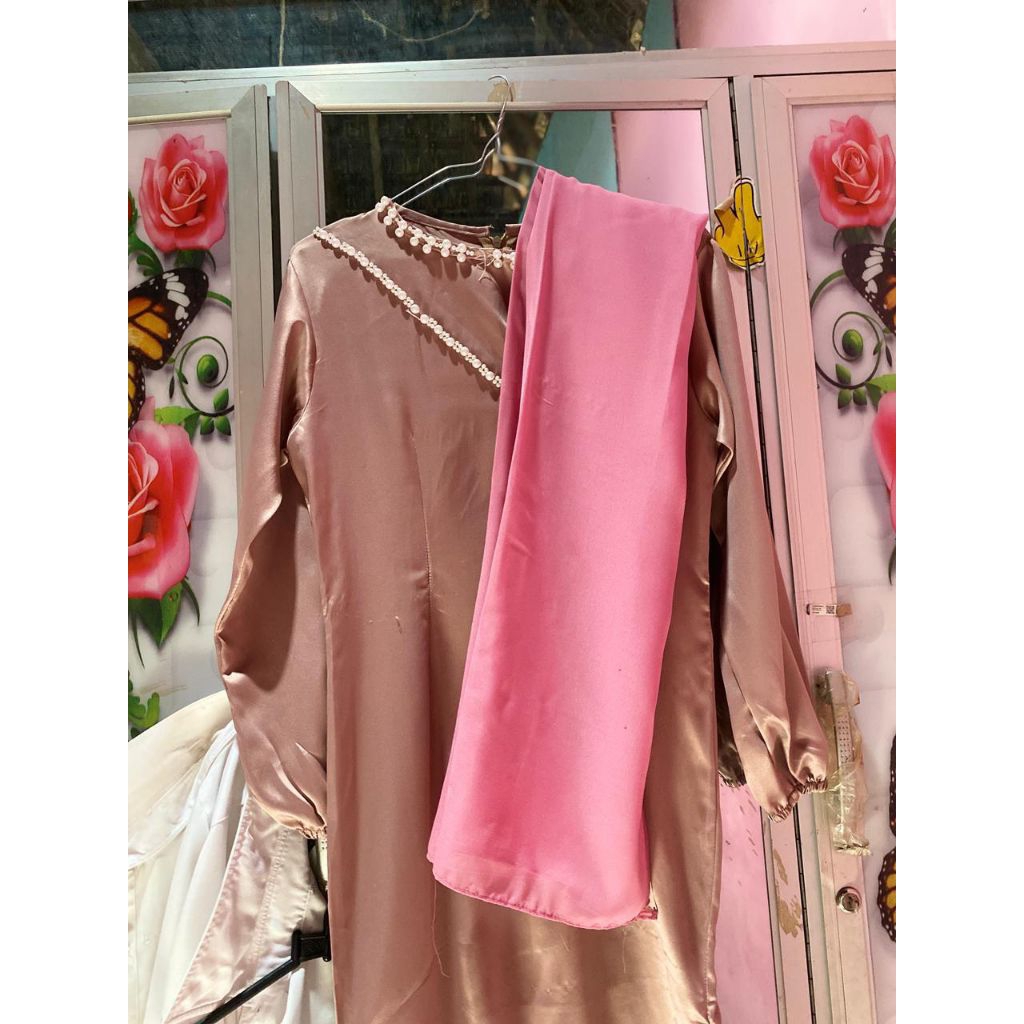 callendula dress || gamis wanita satin premium Payet mutiara maxmara || gamis kondangan Briesmaid