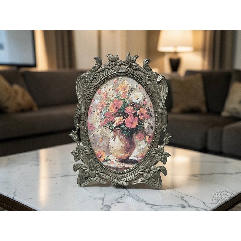 Vintage Floral Oval Frame - Bingkai Foto Ukiran Bunga